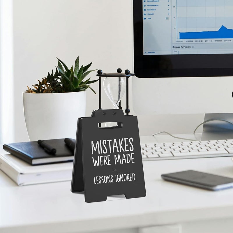 MAMAGIFTREE Mini Funny Desk Accessories Signs, "MISTAKES WERE MADE" -Black Office Humor Decor for Office, Cubicle, Work Desk, Gag Fun Gift for Coworker Teammate Employee Boss - Image 5